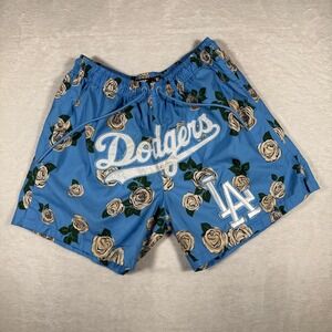 PRO STANDARD Los Angeles Dodgers Rose Print Athletic Shorts Mens XL Blue